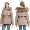 thumbnail image 1 of Gpaecead Parka Womens Winter Puffer Jackets Thicken Fleece Lined Coat Warm Parkas Jacket With Faux Fur Hood Brown, 1 of 8
