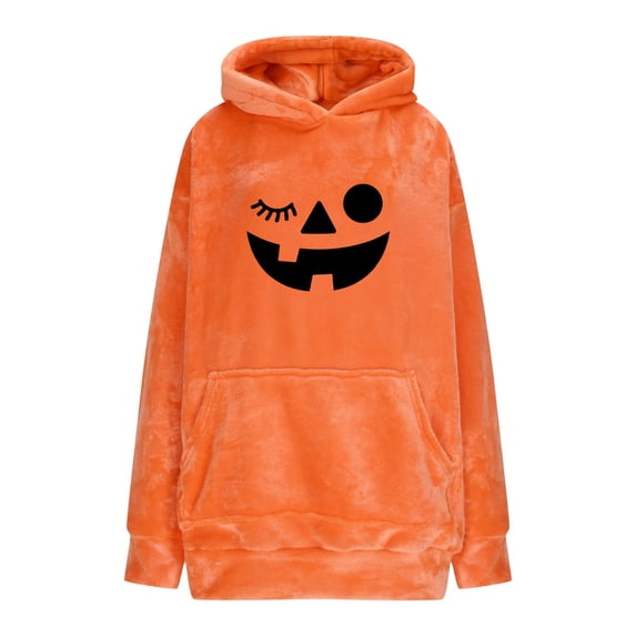 Gpaecead Pumpkin Hoodie Blanket 2 In 1 Pillow Wearable Hoodie Blanket Oversized Sweatshirt Long Sleeve Holiday Pullover Orange