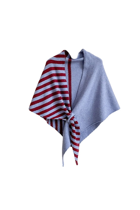 Shawls Wraps Women Triangle Sweater Scarf Warm Wool Blend Cape Cold Weather Neck Warmer Winter Fall Accessory Blue