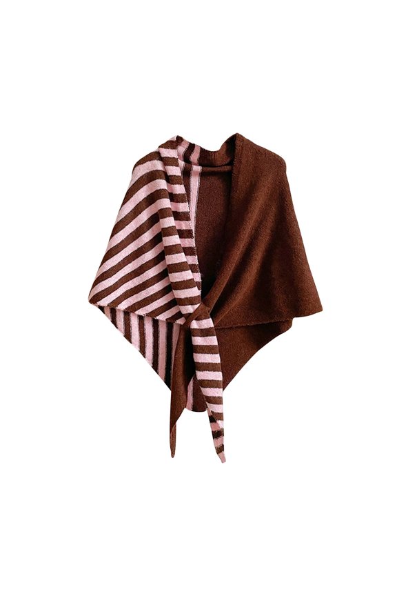 Shawls Wraps Women Triangle Sweater Scarf Warm Wool Blend Cape Cold Weather Neck Warmer Winter Fall Accessory Brown
