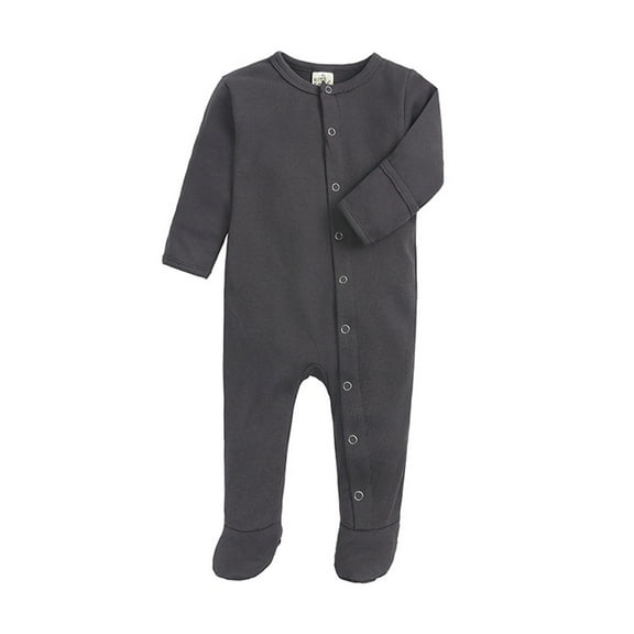 Gpaecead Solid Color Baby Clothes For Boys And Girls Infant Footie Pajama Footed Sleep Cotton Pajamas Long Sleeve Jumpsuit Dark Gray