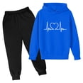 thumbnail image 1 of Gpaecead Spring Fall Outfits For Kids Girls Boys Long Sleeve Hoodie Top And Long Sweatpants Set Toddler Sweatsuit Blue, 1 of 3