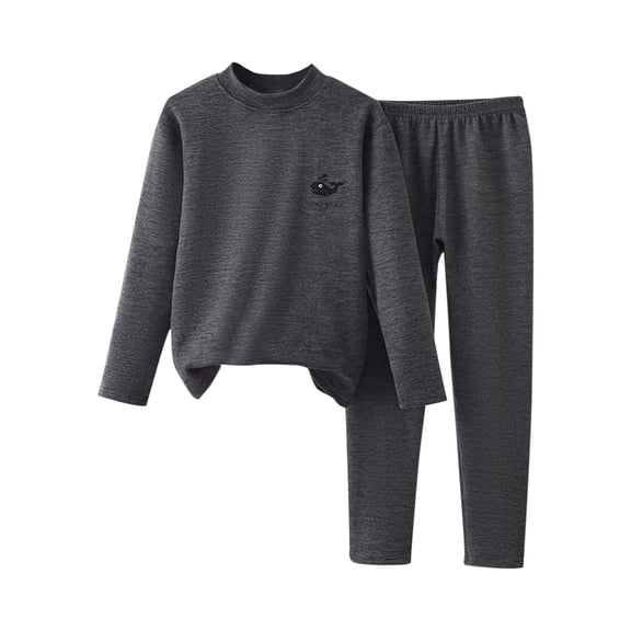 Gpaecead Thermal Underwear For Kids Toddler Baby Thick Fleece Sleepwear Home Clothes Two-Piece Set Dark Gray