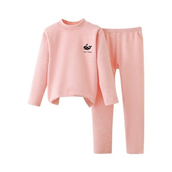 Gpaecead Thermal Underwear For Kids Toddler Baby Thick Fleece Sleepwear Home Clothes Two-Piece Set Pink