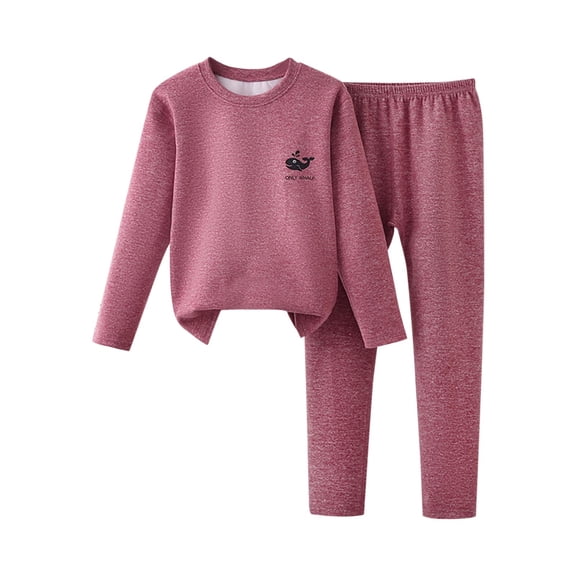 Gpaecead Thermal Underwear For Kids Toddler Baby Thick Fleece Sleepwear Home Clothes Two-Piece Set Watermelon Red