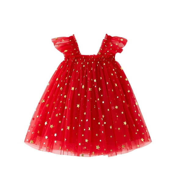 Gpaecead Toddler Baby Girl Dress Christmas Sleeveless Tutu Dress Layered Tulle Princess Dresses Spring Summer Clothes Red