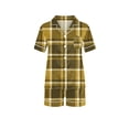 thumbnail image 1 of Gpaecead Toddler Baby Kids Plaid Satin Pajamas Set Summer Short Sleeve Button Down Pajamas Top Pants 2Pcs loungewear Sleepwear Yellow 06, 1 of 6
