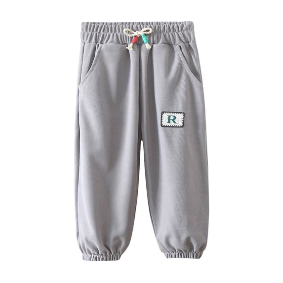 Gpaecead Toddler Boy Girls Sports Sweatpants Solid Elastic Waist Drawstring Jogger Pants Sweatpants Size (1-13Y) Gray