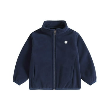 Gpaecead Toddler Boys' And Girls' Casual Long Sleeve Fleece Jacket Warm Comfortable Zipper Jackets Navy