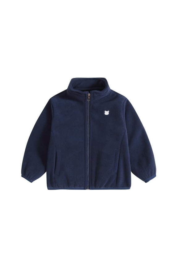 Toddler Boys' And Girls' Casual Long Sleeve Fleece Jacket Warm Comfortable Zipper Jackets Navy