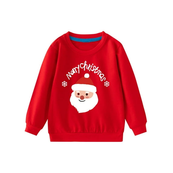 Gpaecead Toddler Boys Girls Christmas Sweatshirt Kids Reindeer Sweater Pullover Tops Long Sleeve Unisex Xmas Shirt Red
