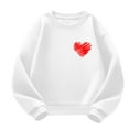 thumbnail image 1 of Gpaecead Toddler Boys Girls Sweatshirt Kids Valentines Day Long Sleeve Round Neck Heart Printed Pullover Tops 3-10Y White, 1 of 3