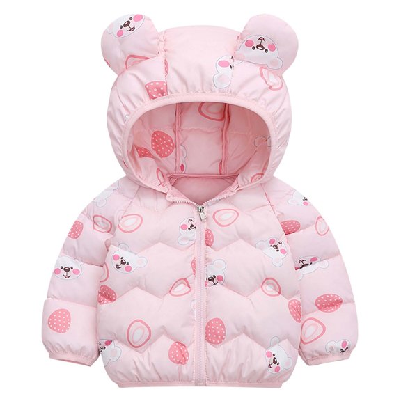 Gpaecead Toddler Boys Girls Winter Coats Zippers Puffer Cotton Padded Jacket For Baby Infant Kids Winter Baby Clothes 1-7 Years Pink
