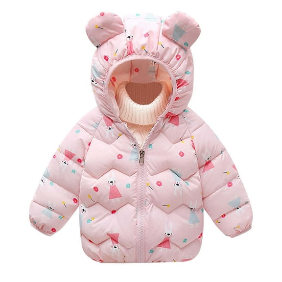 Gpaecead Toddler Boys Girls Winter Coats Zippers Puffer Cotton Padded Jacket For Baby Infant Kids Winter Baby Clothes 1-7 Years Pink