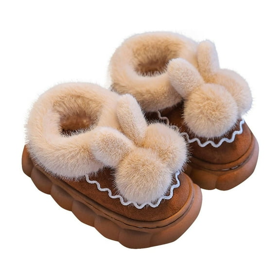 Gpaecead Toddler Cute Slippers Boys Girls Non-Slip House Shoes Little Kids Home Indoor Bedroom Warm Winter Slipper Brown