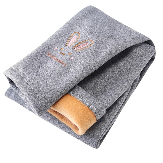 Gpaecead Toddler Girls Fleece Lined Leggings Baby Kids Cotton Winter Warm Thick Velvet Knit Tights Thermal Pant Trouser 1-9Years Gray