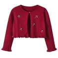 thumbnail image 1 of Gpaecead Toddler Kids Baby Girls Fashion Cute Solid Color Flower Long Sleeve Button Cardigan Coat Red, 1 of 6