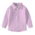 thumbnail image 1 of Gpaecead Toddler Kids Boys Girl Collared Shirts Fashion Cute Solid Color Pocket Print Long Sleeves Casual School Uniform Top Shirt Pink, 1 of 7