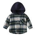 thumbnail image 1 of Gpaecead Toddler Kids Hooded Shirt Jacket Plaid Long Sleeve Lapel Button Down Shacket Baby Fall Christmas Coat Navy, 1 of 9