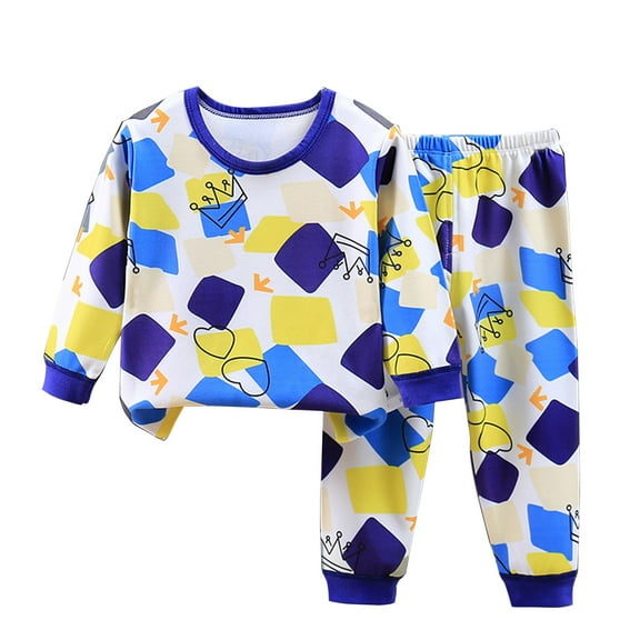 Gpaecead Toddler Kids Infant 1-6 Years Fuzzy Thermal Underwear Set Thickened Warm Fall Winter Clothes Loungewear Home Wear Pajamas Yellow 01