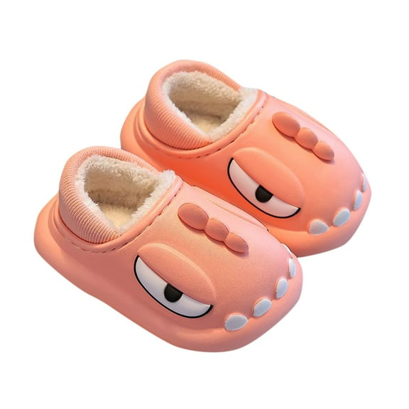 Gpaecead Toddler Slippers Boys Girls Non-Slip House Shoes Little Kids Home Indoor Bedroom Cute Warm Winter Slipper Pink