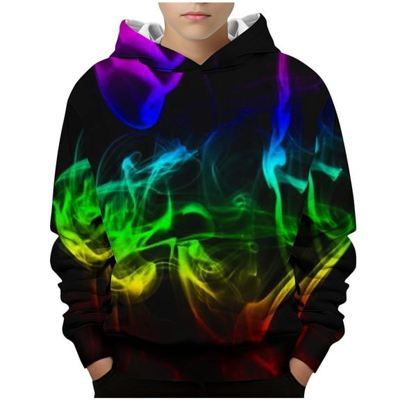 Gpaecead Toddler Unisex Boys Girls Graphic Hoodies 3D Printed Hooded Sweatshirts Pullovers with Pockets for Kids Black