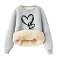 thumbnail image 1 of Gpaecead Unisex Boys Girls Winter Sweatshirt Warm Sherpa Lined Crewneck Pullover Tops Fleece Casual Fall Sweatshirts Gray, 1 of 3