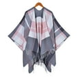 thumbnail image 1 of Gpaecead Unisex Scottish Plaid Cape - Classic Fringe Detail Oversized Shawl With Side Vents Pink, 1 of 4