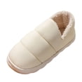 thumbnail image 1 of Gpaecead Unisex Winter Quilted Nylon Flat Shoes Warm Sherpa Lined Slip On Indoor Outdoor House Shoes With Non Slip Sole White, 1 of 7