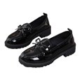 thumbnail image 1 of Gpaecead Women Bow Thick Sole Loafers Patent Leather Non Slip Heightening Spring Summer Versatile Slip On Shoes, Black, 1 of 7