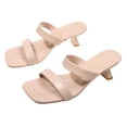 thumbnail image 1 of Gpaecead Women Double Strap High Heel Mules Solid Color Backless Cushioned Spring Summer Commute Elegant Shoes,B-Beige, 1 of 8