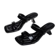 thumbnail image 1 of Gpaecead Women Double Strap High Heel Mules Solid Color Backless Cushioned Spring Summer Commute Elegant Shoes,B-Black, 1 of 8
