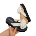 thumbnail image 1 of Gpaecead Women Fabric Flower Flat Flip Flops Lightweight Eva Footbed Spring Summer Beach Casual Shoes,A-Beige, 1 of 8