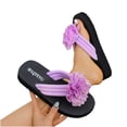 thumbnail image 1 of Gpaecead Women Fabric Flower Flat Flip Flops Lightweight Eva Footbed Spring Summer Beach Casual Shoes,A-Purple, 1 of 8