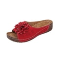 thumbnail image 1 of Gpaecead Women Flower Cutout Wedge Slides Open Toe Faux Leather Wood Texture Heel Spring Summer Height Casual Shoes,Red, 1 of 8