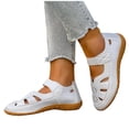 thumbnail image 1 of Gpaecead Women Hollow Out Flat Sandals Closed Toe Breathable Adjustable Ankle Strap Plus Size Shoes Spring Summer Casual Versatile,Silver, 1 of 6