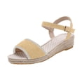 thumbnail image 1 of Gpaecead Women Open Toe Espadrilles Wedge Sandals Plus Round Toe Canvas Breathable Spring Summer Beach Height Casual Yellow, 1 of 8