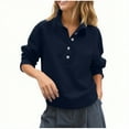 thumbnail image 1 of Gpaecead Women Oversized Sweatshirt Long Sleeve Button Collared Pullover Tops Fall Casual Button Loose Fit Fashion Outfits Dark Blue, 1 of 6
