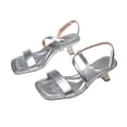 thumbnail image 1 of Gpaecead Women Slim Straps High Heel Sandals Square Toe Solid Color Anti Slip Spring Summer Height Elegant Shoes,A-Silver, 1 of 8