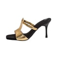 thumbnail image 1 of Gpaecead Women Stiletto Heel Mules Square Toe Metallic Backless Cushioned Plus Size Spring Summer Height Elegant Shoes,Gold, 1 of 8