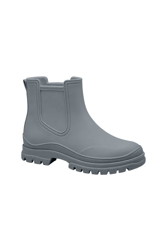 Women Versatile Rain Boots Pvc Waterproof Ankle Clogs With Elastic Side Panels For Daily Rainy Wear, Dark Gray
