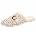 thumbnail image 1 of Gpaecead Women Woven Hollow Out Beach Slippers Closed Toe Breathable Soft Sole Ornamental Buckle Summer Slides, Beige, 1 of 8