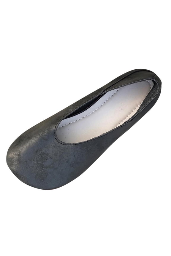 Women's Barefoot Ballet Flats Faux Leather Wide Toe Soft Sole Minimalist Slip On Comfortable Walking Shoes, Black