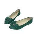 thumbnail image 1 of Gpaecead Women's Bow Ballet Flats Pointed Closed Toe Faux Suede Quilted Cushioned Insole Non Slip Shoes For Work And Dates, Green, 1 of 6