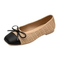 thumbnail image 1 of Gpaecead Women's Bow Ballet Flats Square Toe Cap Toe Knit Slip On Cushioned Comfortable Dressy Flats For Work And Casual Khaki, 1 of 6