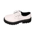thumbnail image 1 of Gpaecead Women's British Style Lace Up Chunky Heel Loafers Round Closed Toe Faux Leather Non Slip Comfort Casual Shoes, White, 1 of 8