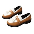 thumbnail image 1 of Gpaecead Women's Color Block Tassel Loafers Faux Leather Chunky Sole Slip On Comfort Shoes With Non Slip Sole For Work And Casual Brown, 1 of 8