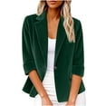 thumbnail image 1 of Gpaecead Women's Corduroy Blazer, 3/4 Sleeve Solid Color Button-Down Jacket Green, 1 of 7