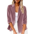 thumbnail image 1 of Gpaecead Women's Corduroy Blazer, 3/4 Sleeve Solid Color Button-Down Jacket Pink, 1 of 7