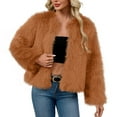 thumbnail image 1 of Gpaecead Women's Cropped Teddy Jacket Solid Color Fleece Faux Fur Coat Winter Casual Zip Up Yellow, 1 of 9